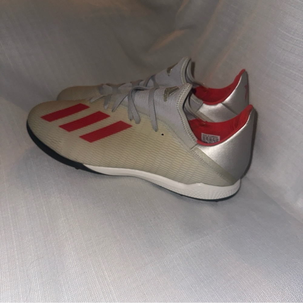Adidas Metallic Silver and Red Sports Shoes